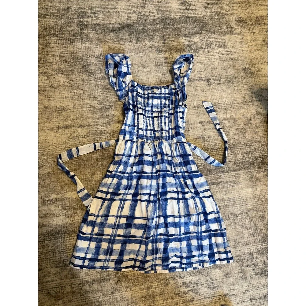Gap Kids Blue and White Print Belted Dress Size M 8